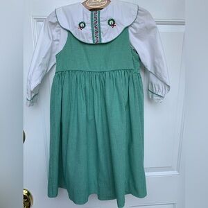 Chez Ami green gingham blouse/dress set